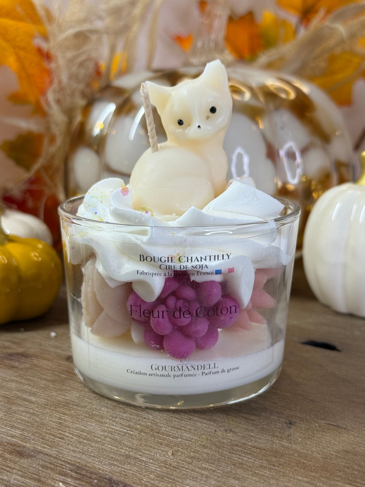 🕯️ Bougie Fleur de Coton – Édition Chat 🐾