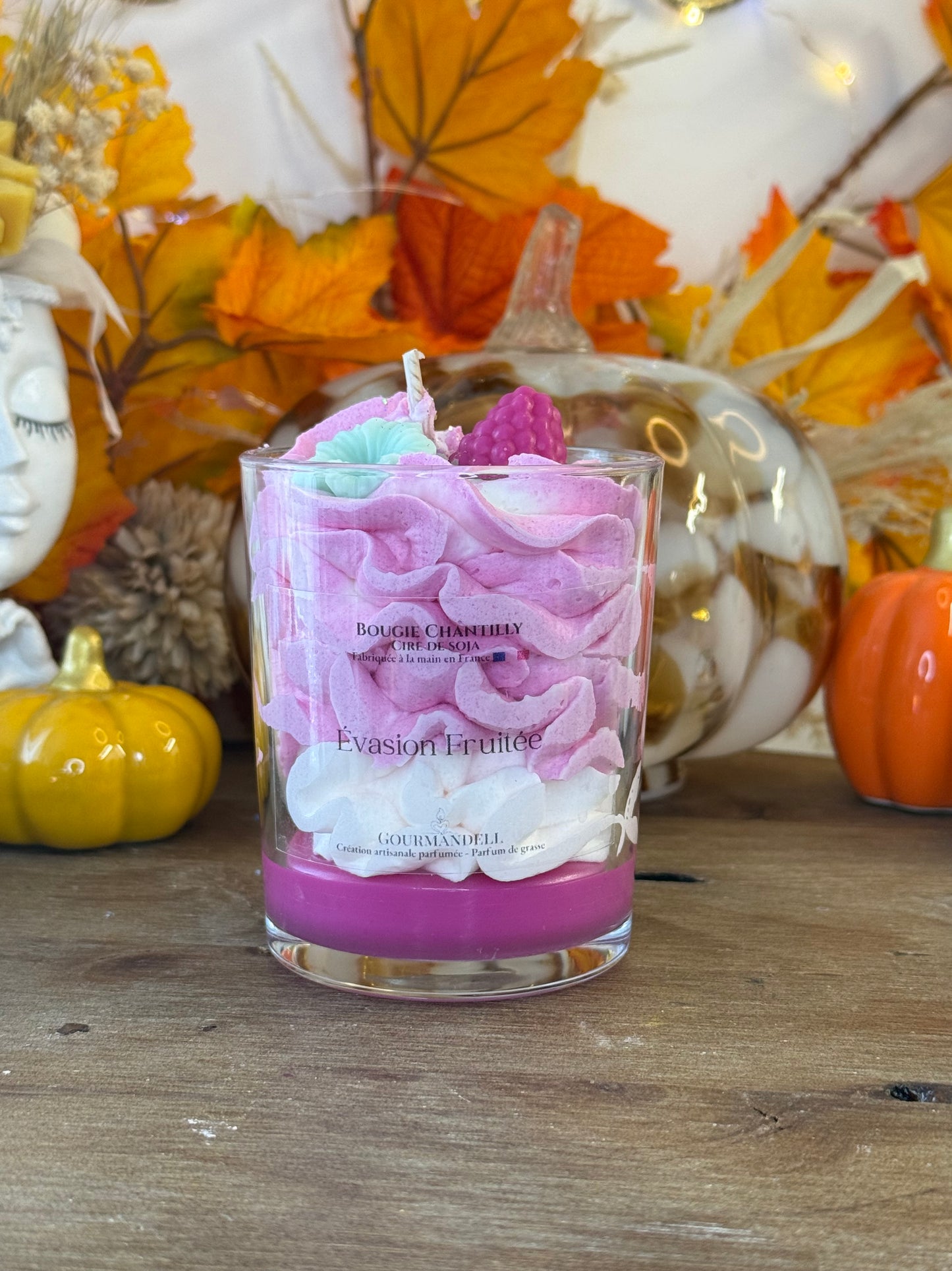 Bougie Évasion fruitée – Bougie artisanale parfumée, cire de soja & parfum de Grasse