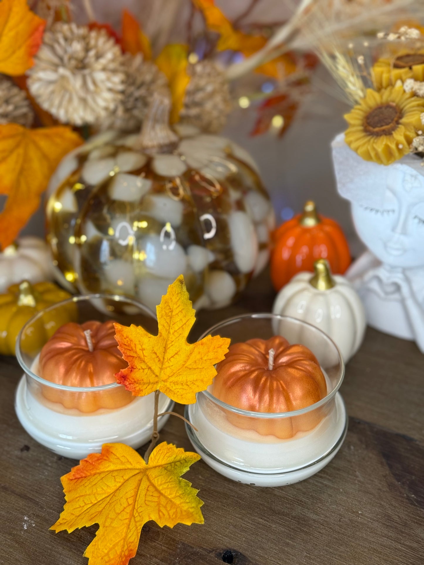 Bougie cloche citrouille – Parfum Rocher Praliné