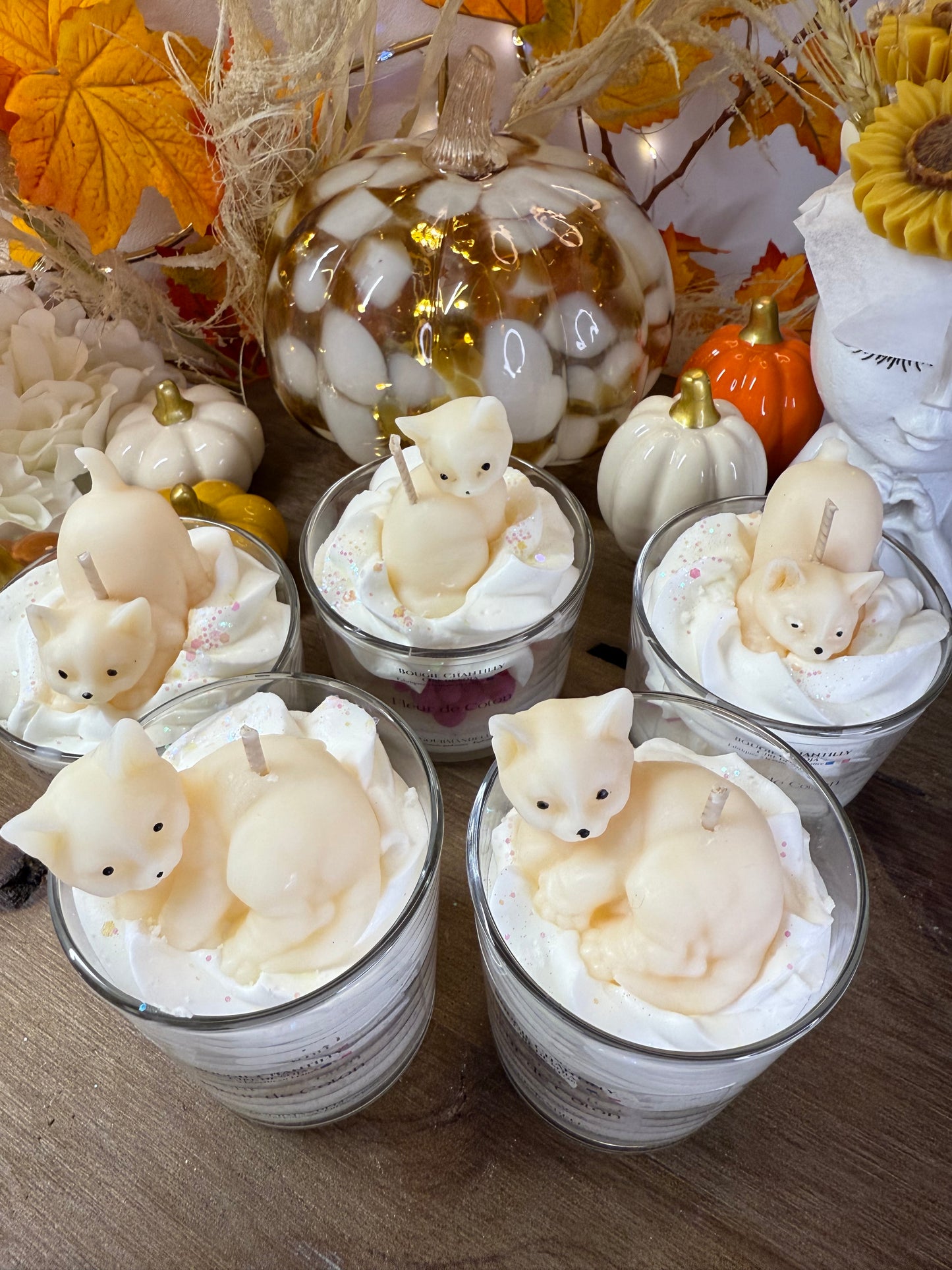 🕯️ Bougie Fleur de Coton – Édition Chat 🐾
