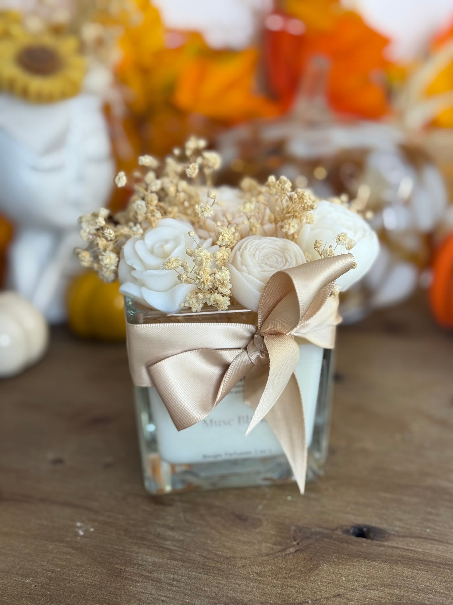 Bougie 2 en 1 Musc Blanc – 280 g – Fondants parfumés et bougie artisanale