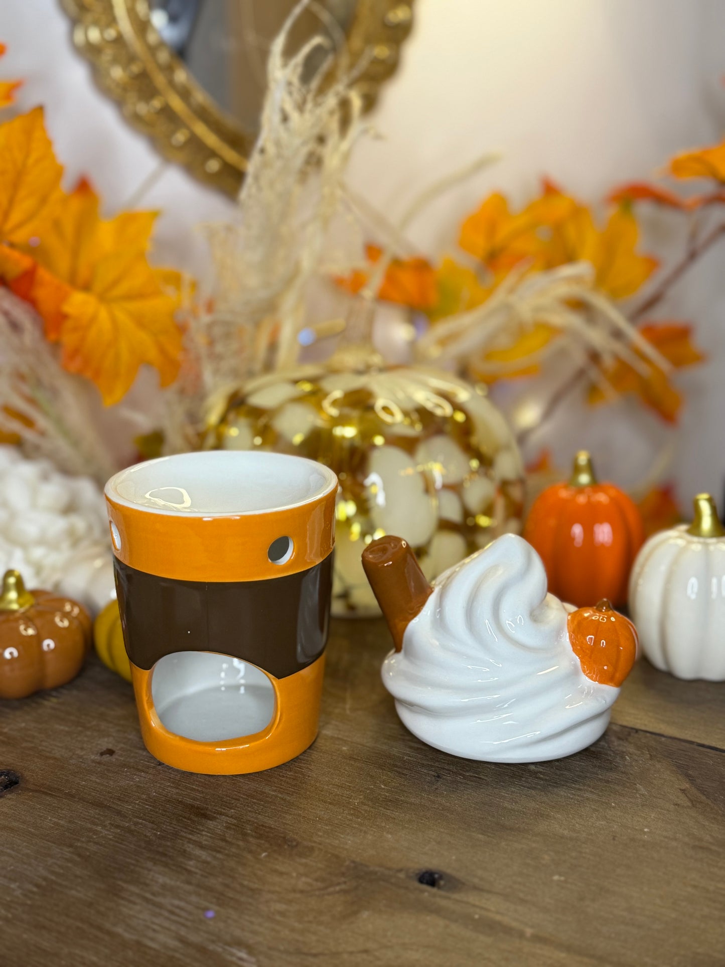 Diffuseur Céramique Pumpkin Spice Latte – Chauffe-plat et Brûle-parfum Automnal