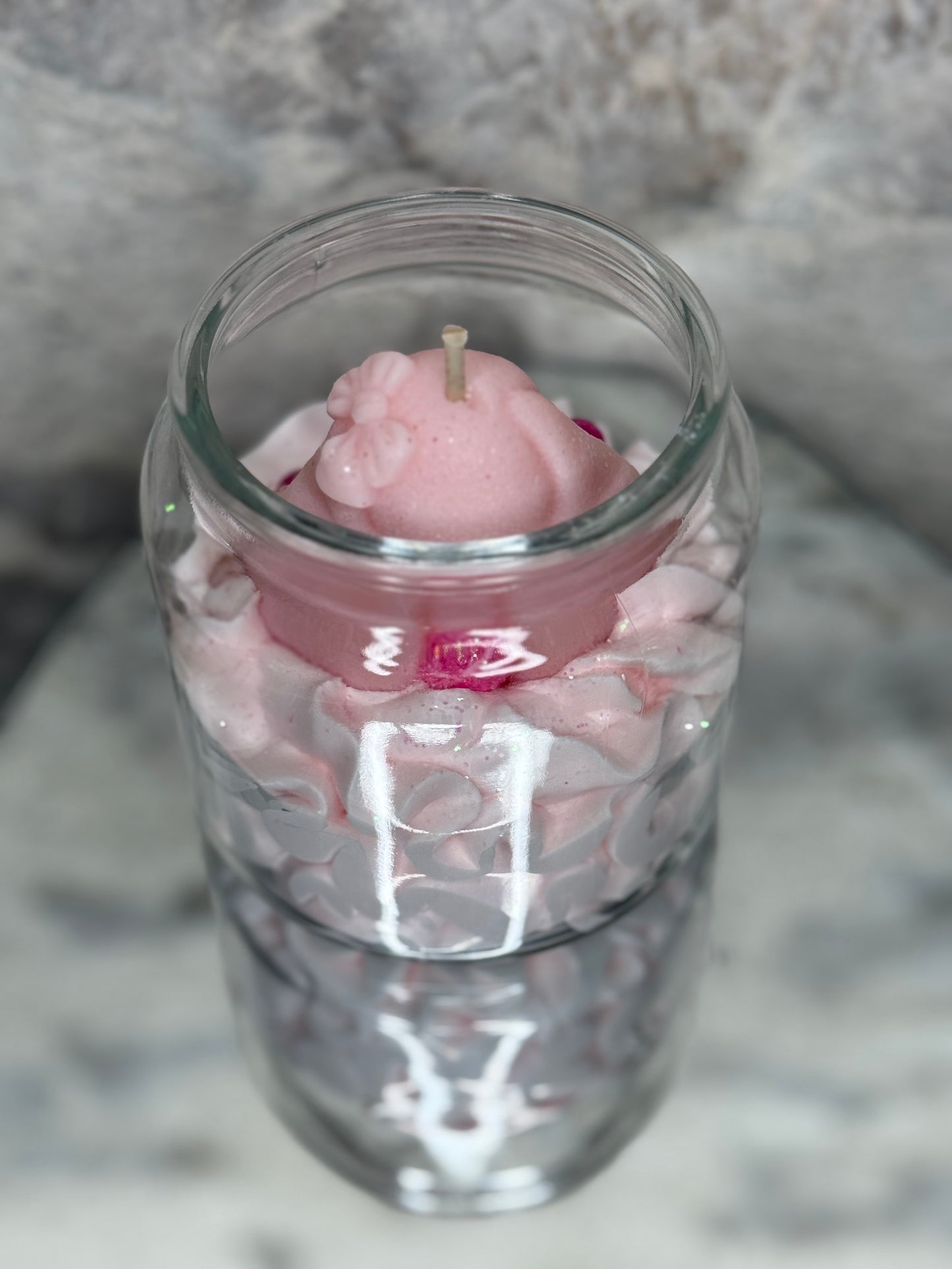 Bougie Éphémère Lapin Rose - Parfum Fruits Rouges