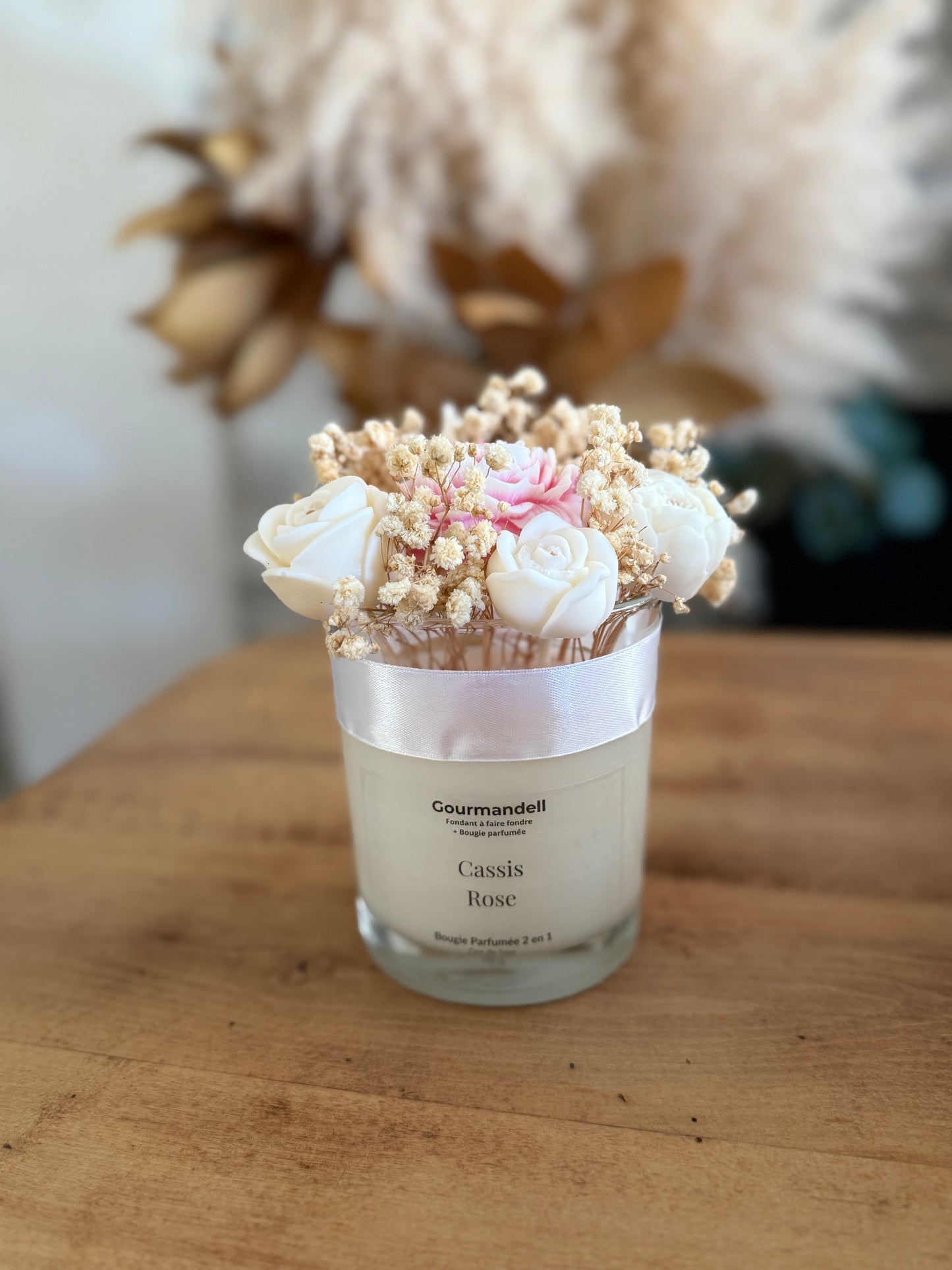 Bougie Parfumée Cassis Rose - Bouquet 2 en 1