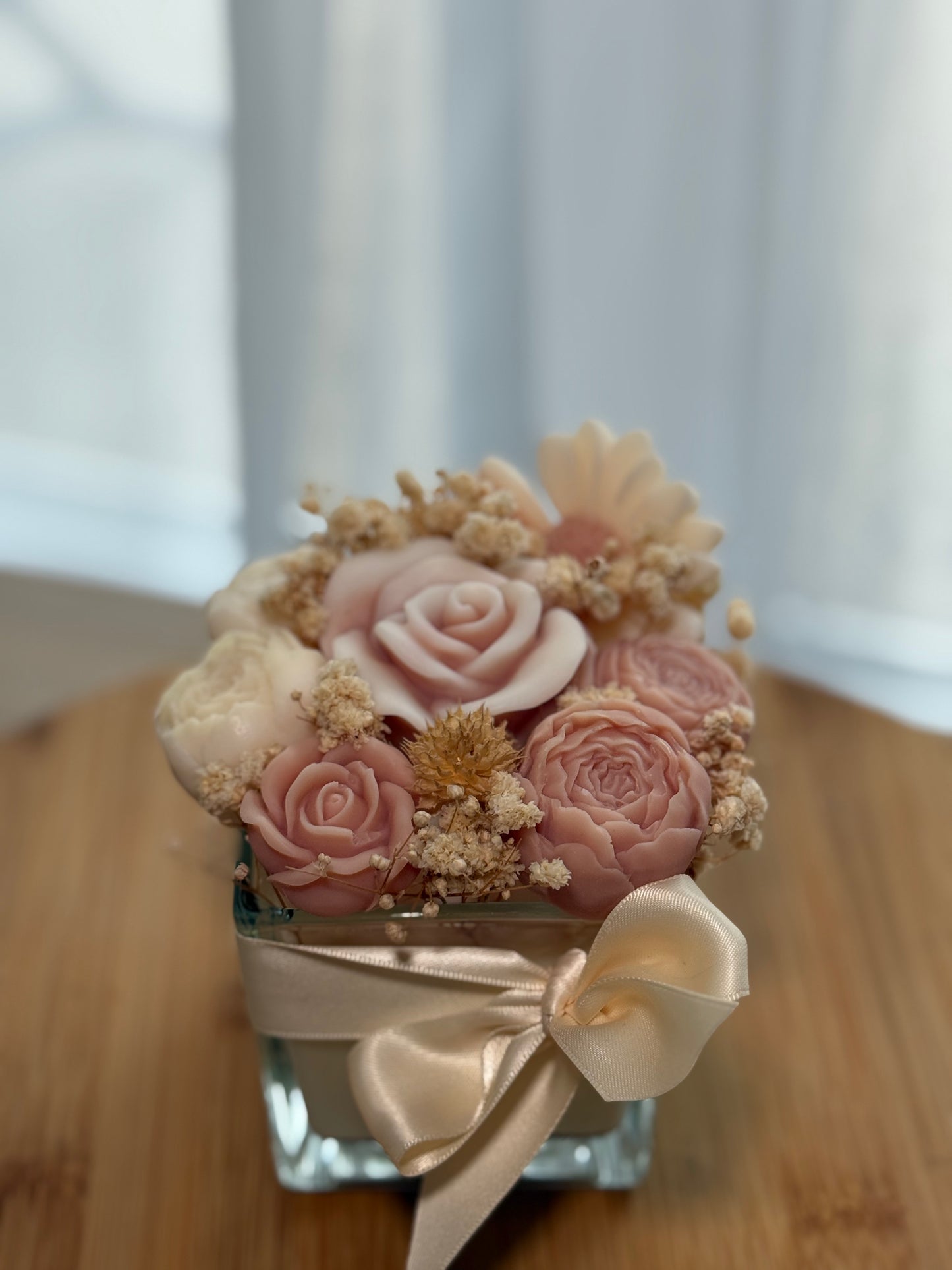 Bougie parfumée 2 en 1 – Fleur d’Oranger | 280 g | Cire de soja & fondants parfumés | Modèle unique