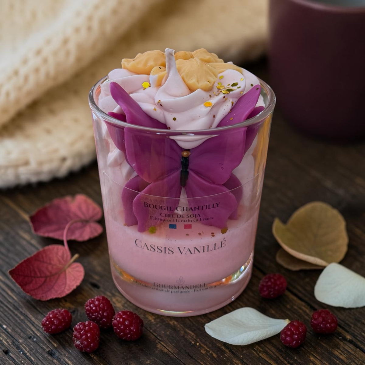 🫐 Cassis Vanillé — Bougie chantilly 140 g