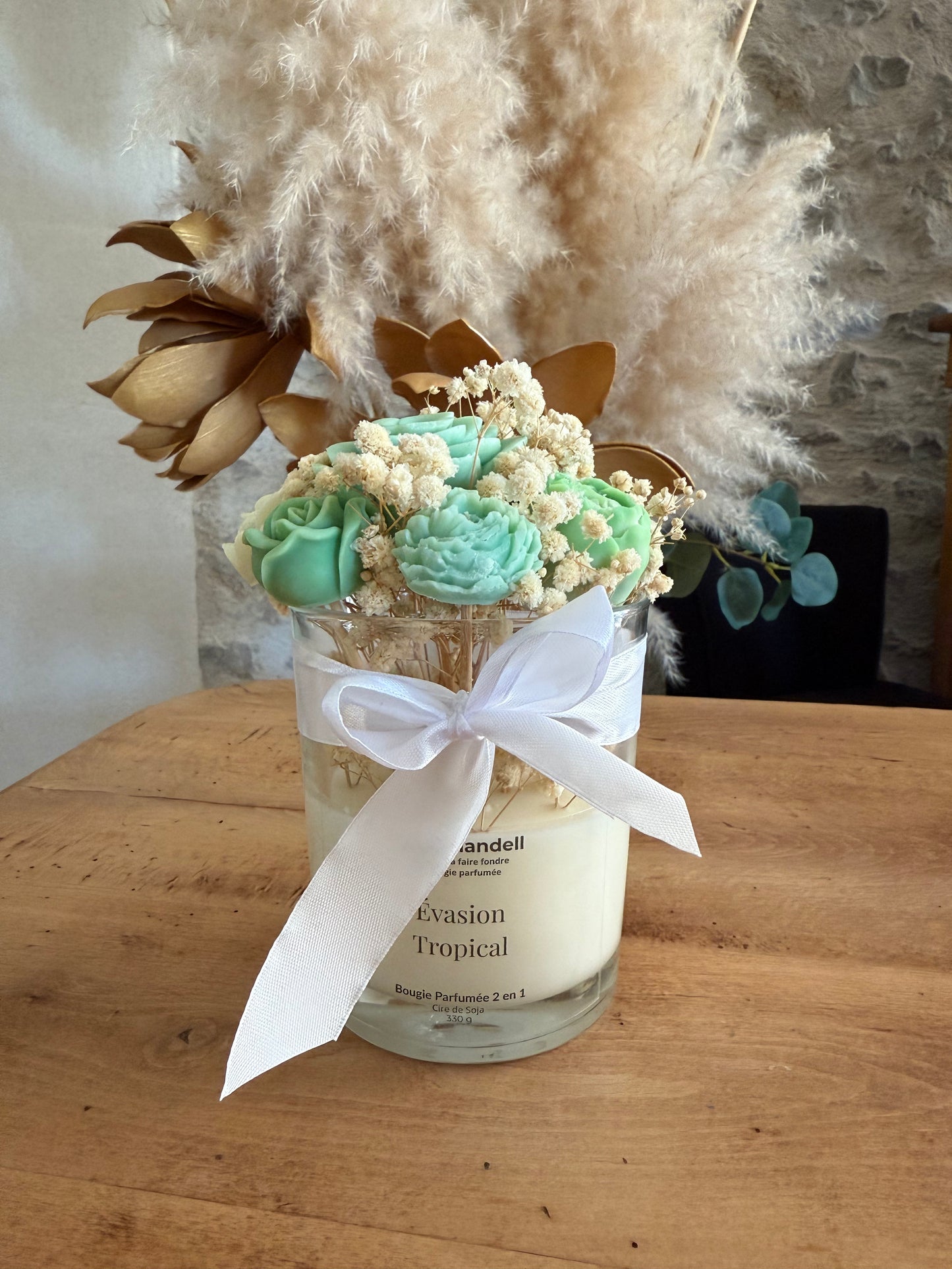 Bougie Parfumée Évasion Tropicale - Bouquet 2 en 1