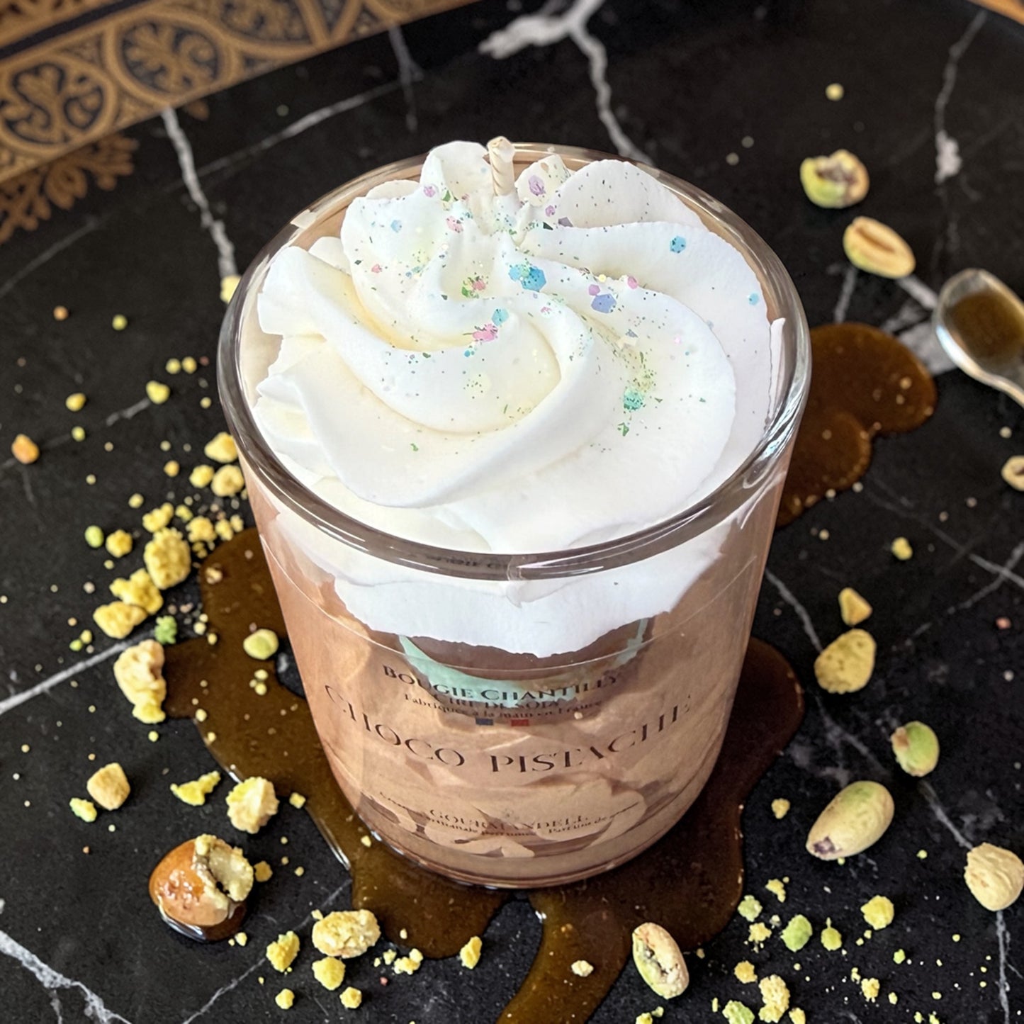 Bougie chantilly parfum Choco Pistache