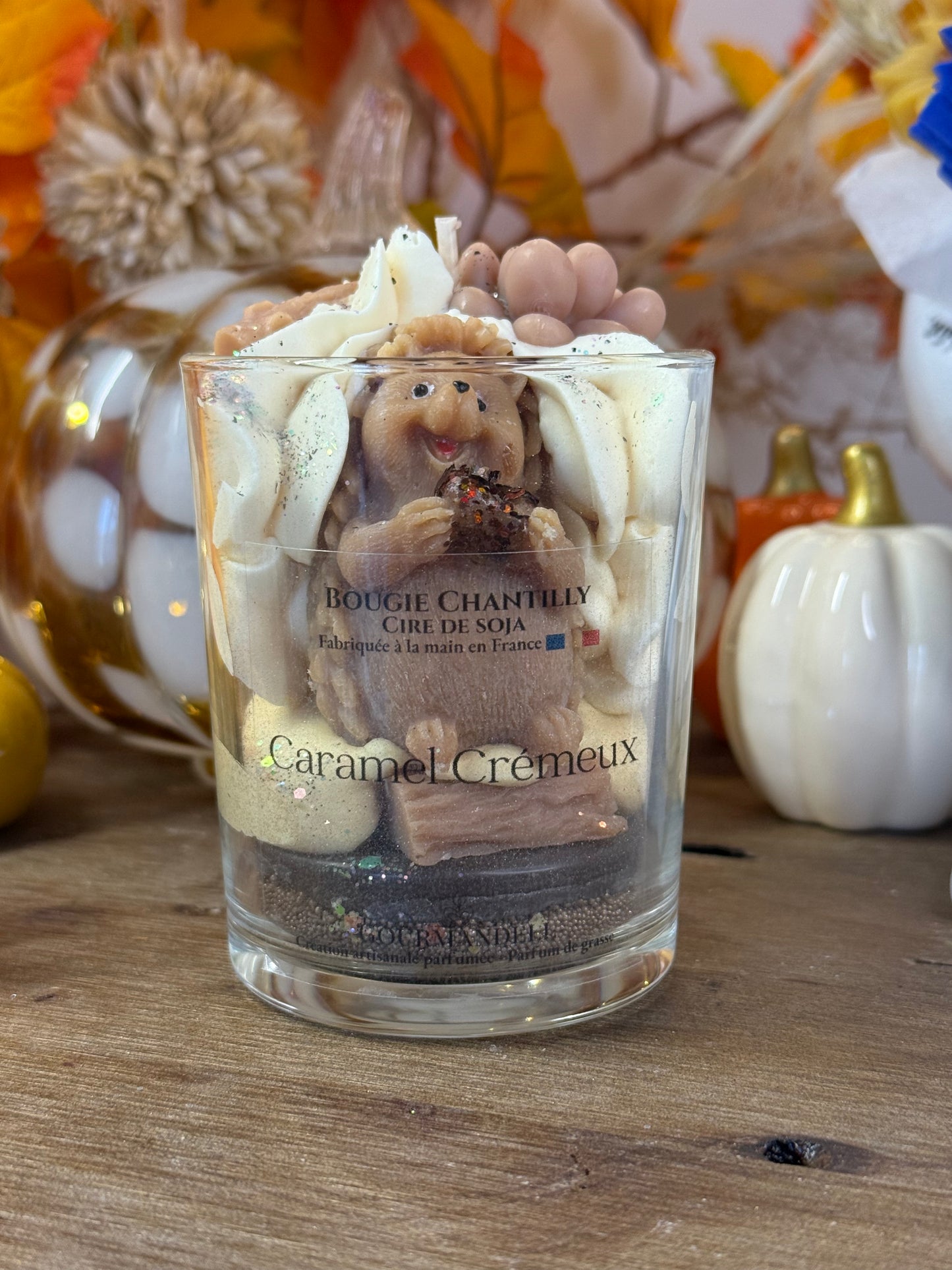 Bougies parfumées Hibou & Hérisson – Caramel Crémeux – Modèles uniques 170 g