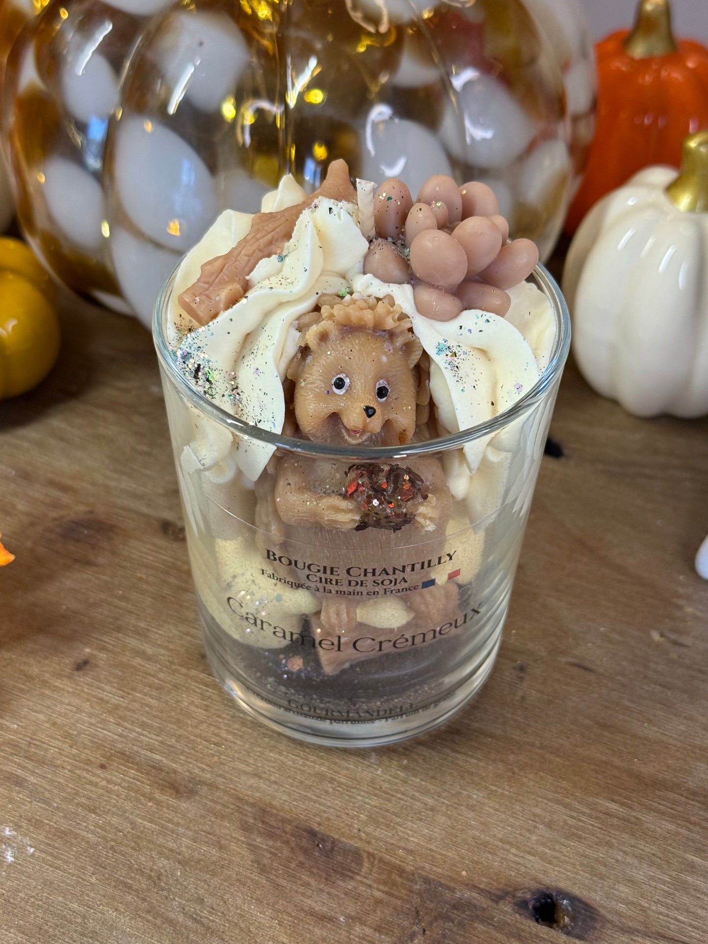 Bougies parfumées Hibou & Hérisson – Caramel Crémeux – Modèles uniques 170 g