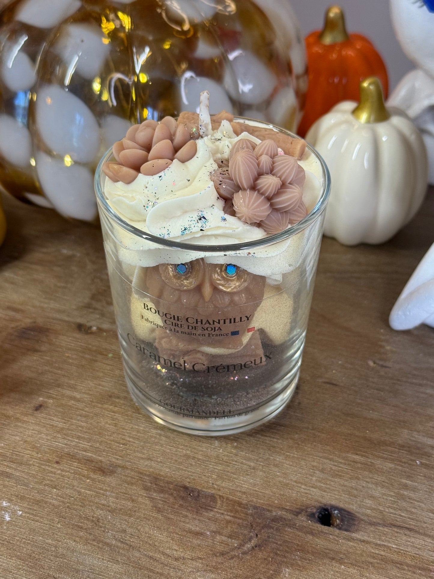 Bougies parfumées Hibou & Hérisson – Caramel Crémeux – Modèles uniques 170 g