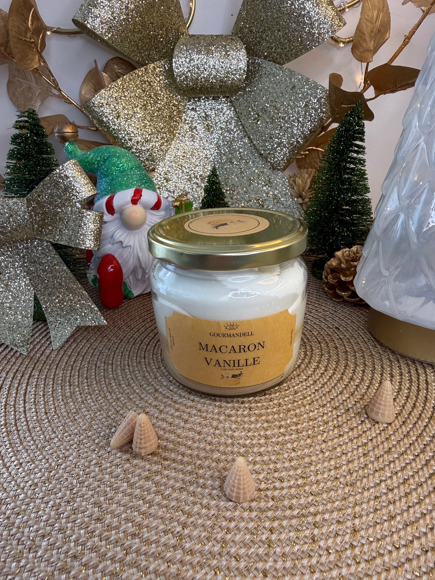 Bougie parfumée Macaron Vanille – Édition Limitée de Noël