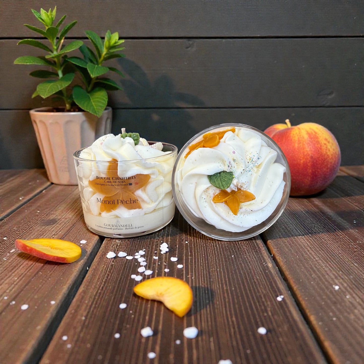 🍑 Bougie parfumée – Monoï Pêche
