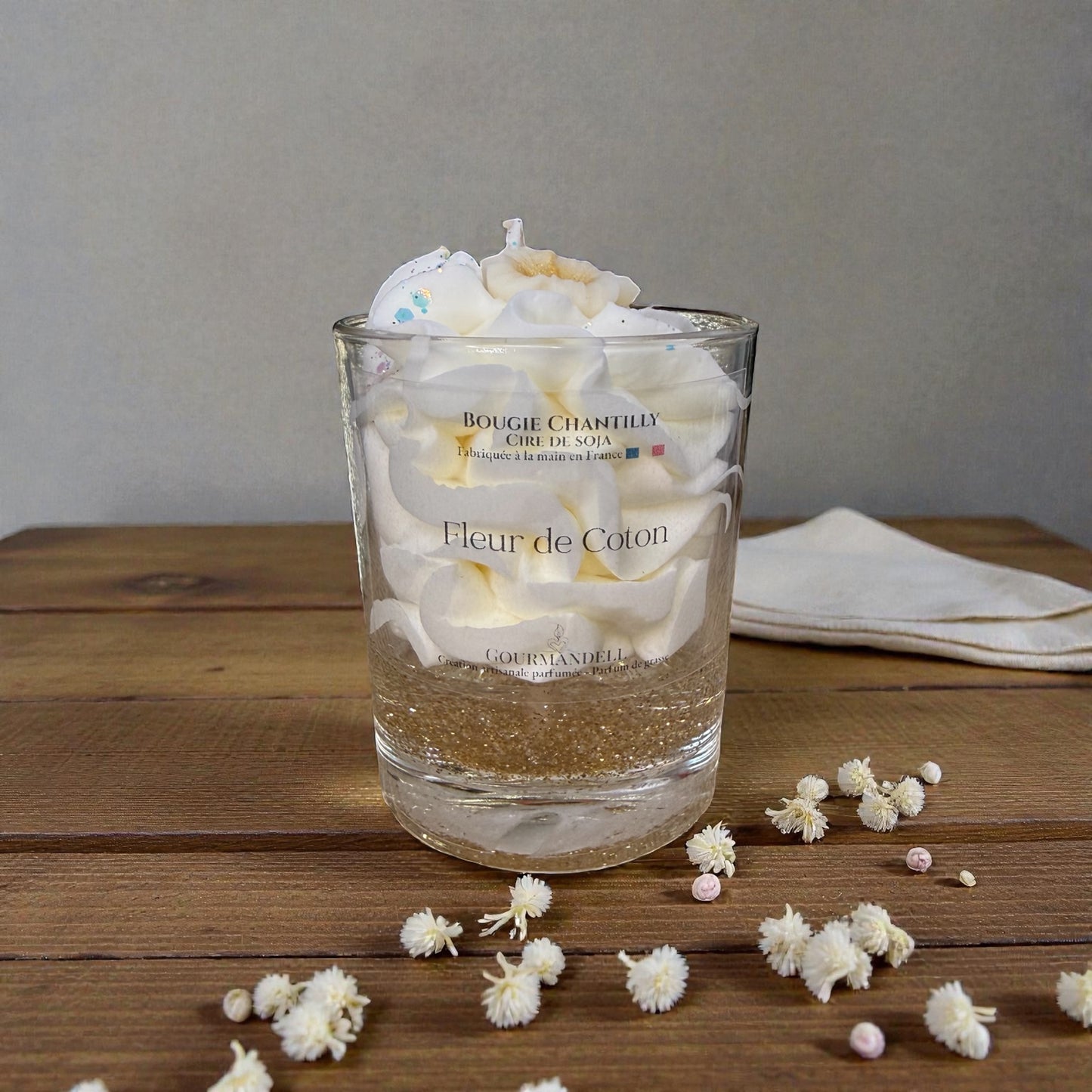 Bougie Parfumée Fleur de Coton – Cire de Soja Naturelle | Gourmandell