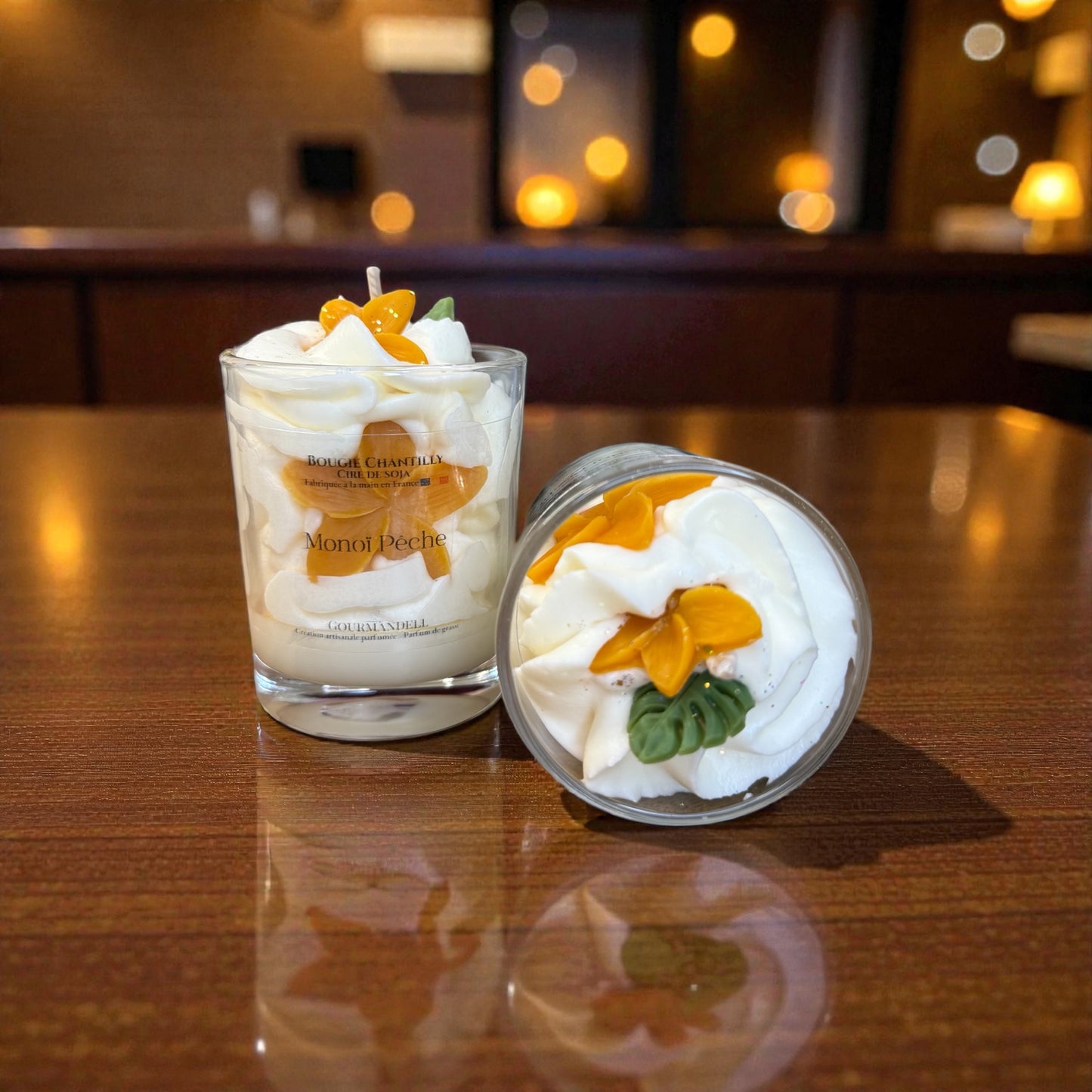 🍑 Bougie parfumée – Monoï Pêche