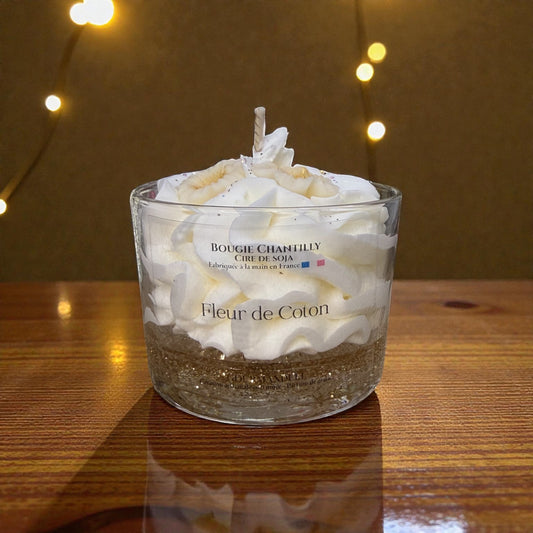 Bougie Parfumée Fleur de Coton – Cire de Soja Naturelle | Gourmandell