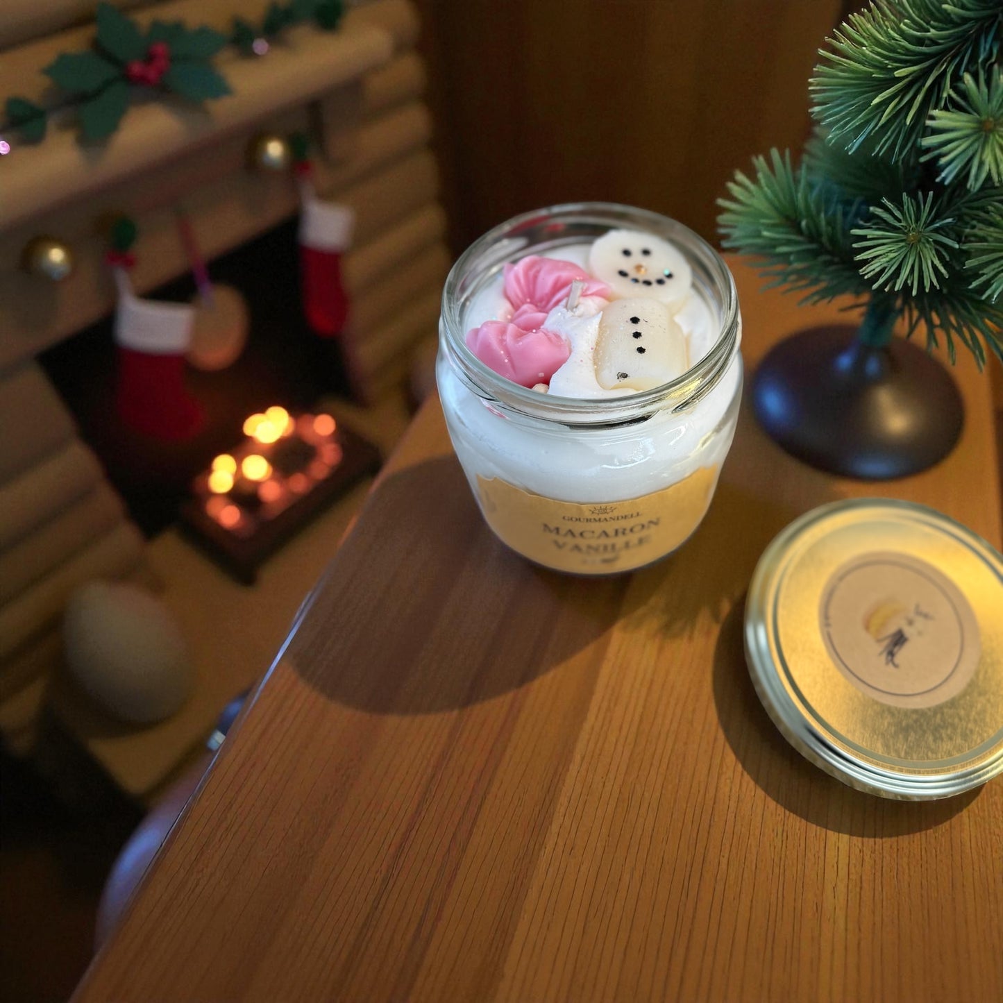 Bougie parfumée Macaron Vanille – Édition Limitée de Noël