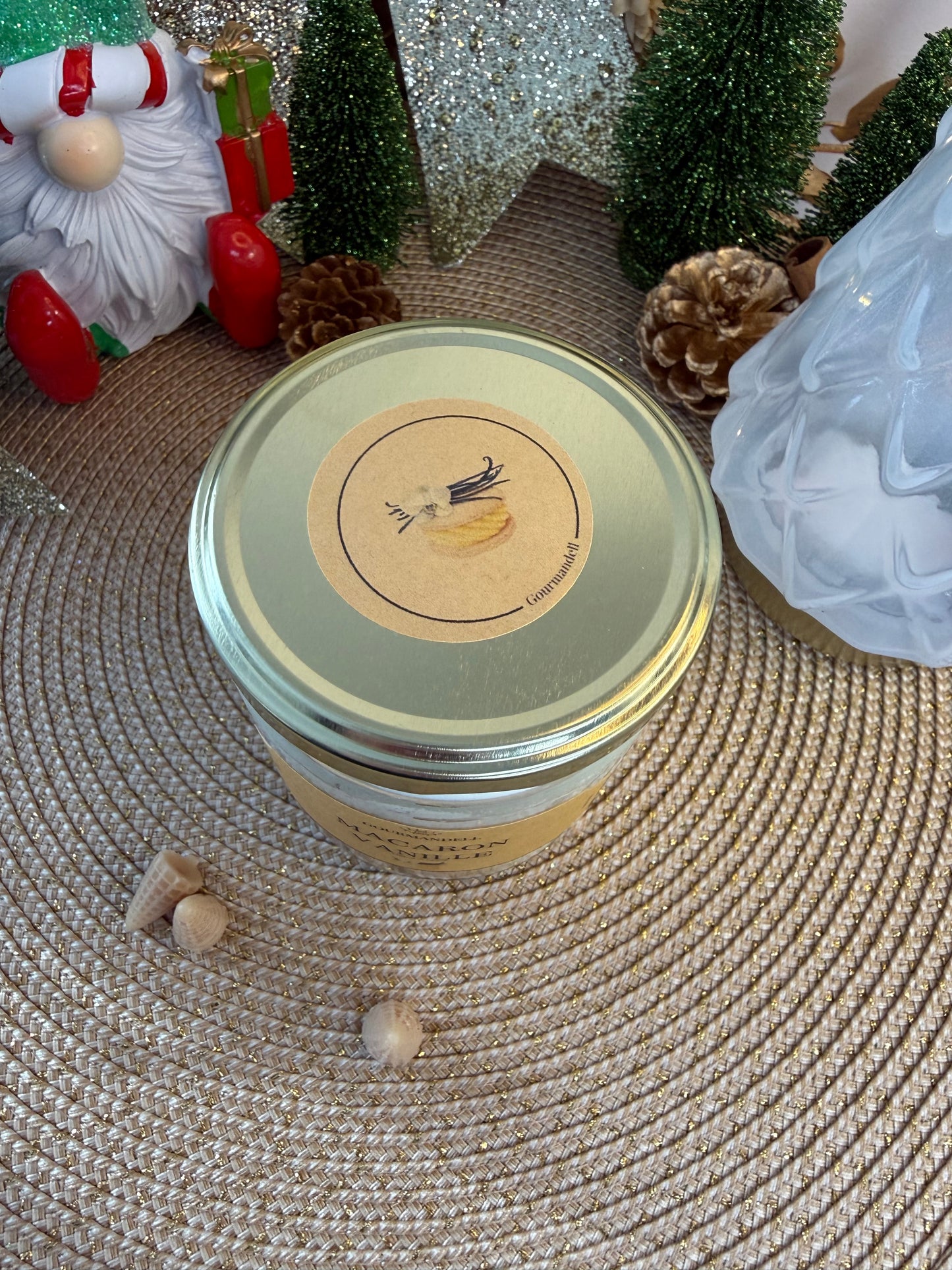 Bougie parfumée Macaron Vanille – Édition Limitée de Noël