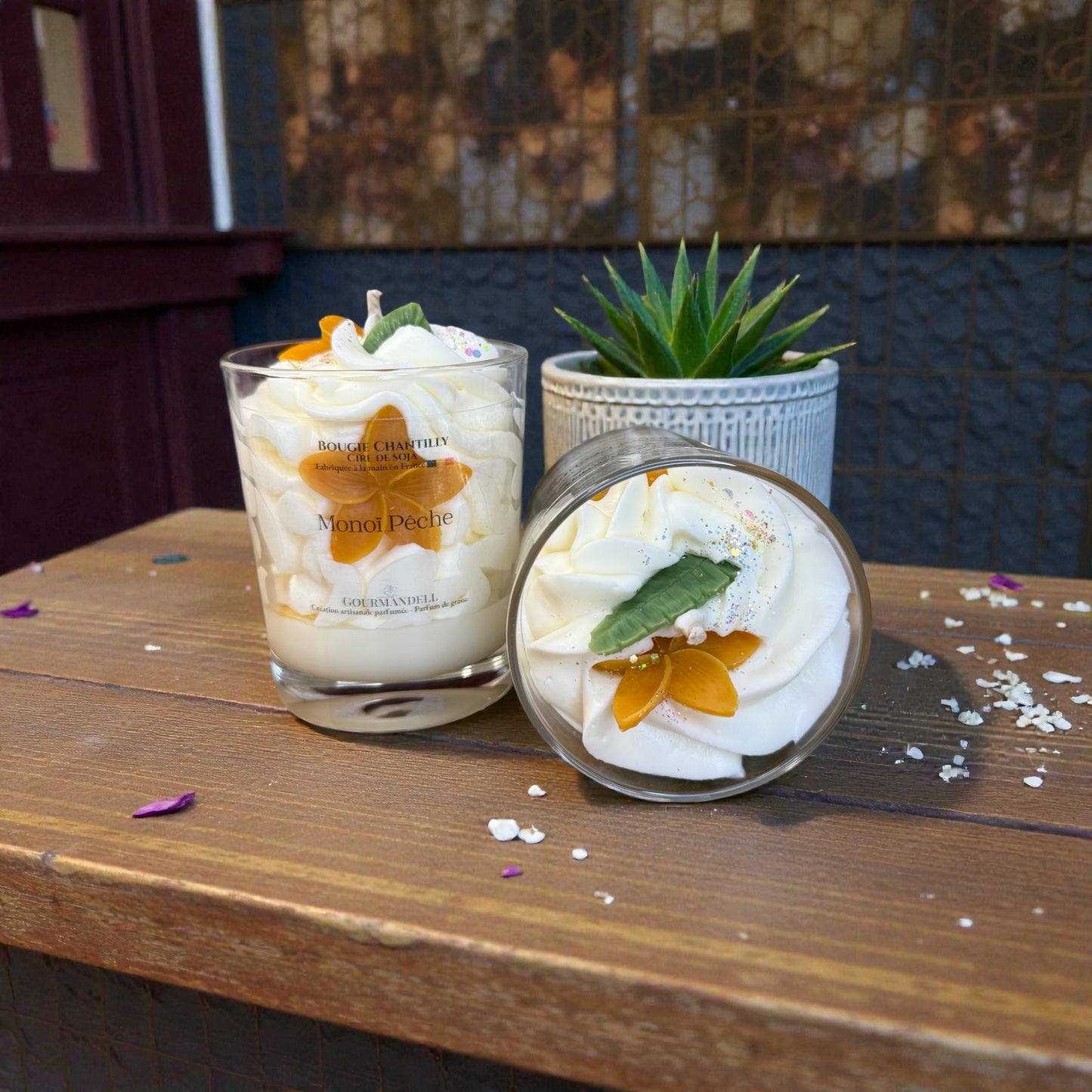 🍑 Bougie parfumée – Monoï Pêche