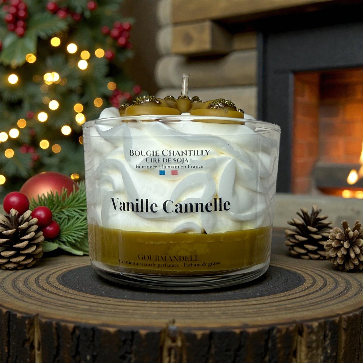 Bougie parfumée Vanille & Cannelle – Édition de Noël – 170 g