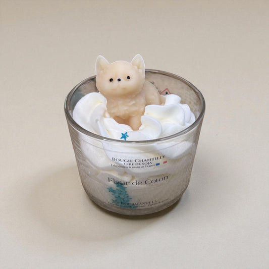🕯️ Bougie Fleur de Coton – Édition Chat 🐾