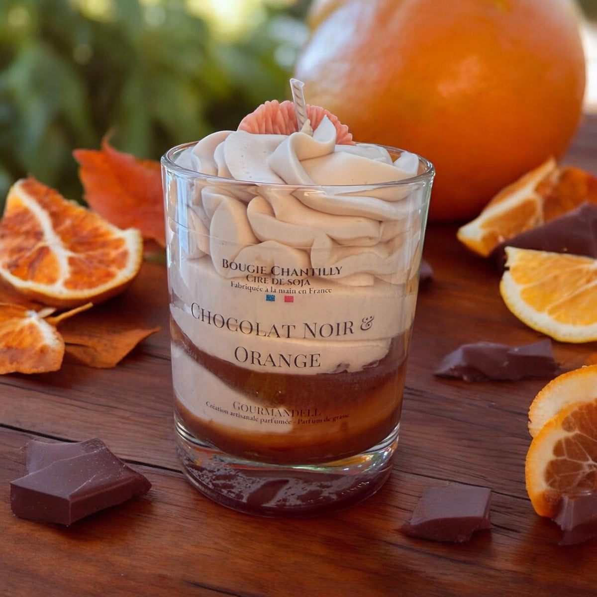 🍊 CHOCOLAT NOIR & ORANGE — Bougie chantilly artisanale