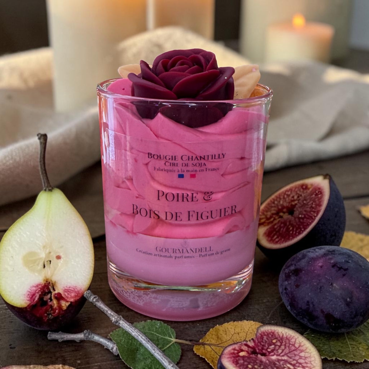 🍐 Bougie chantilly Poire & Bois de Figuier — 140 g