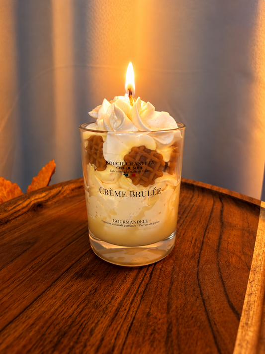 🍮 CRÈME BRÛLÉE — Bougie chantilly artisanale