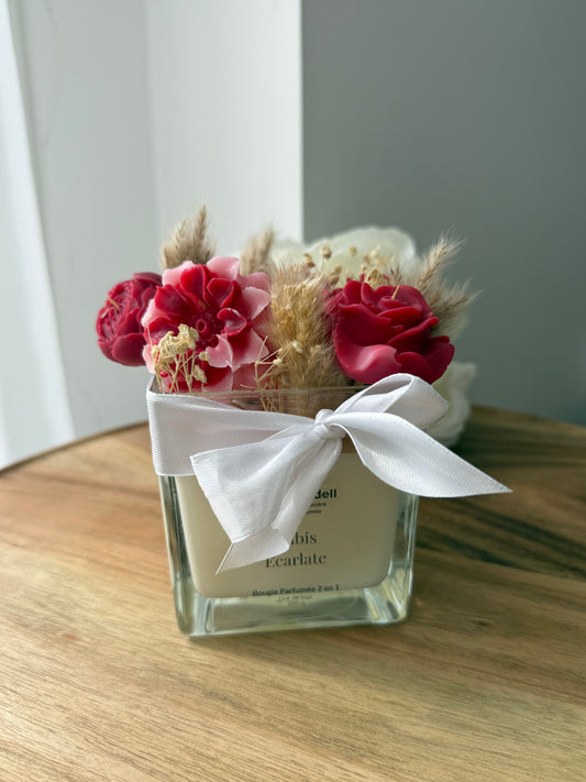 Bougie 2 en 1 Rubis & Écarlate – Fondants + Bougie Parfumée – Création Artisanale Unique