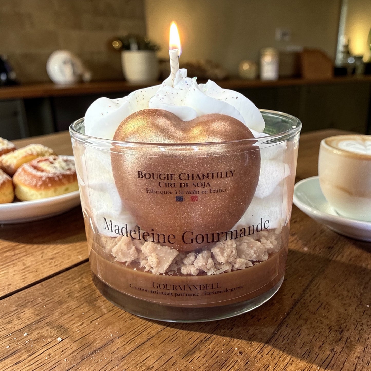 🤎 Bougie Parfumée Madeleine Gourmande – Édition Douceur & Amour