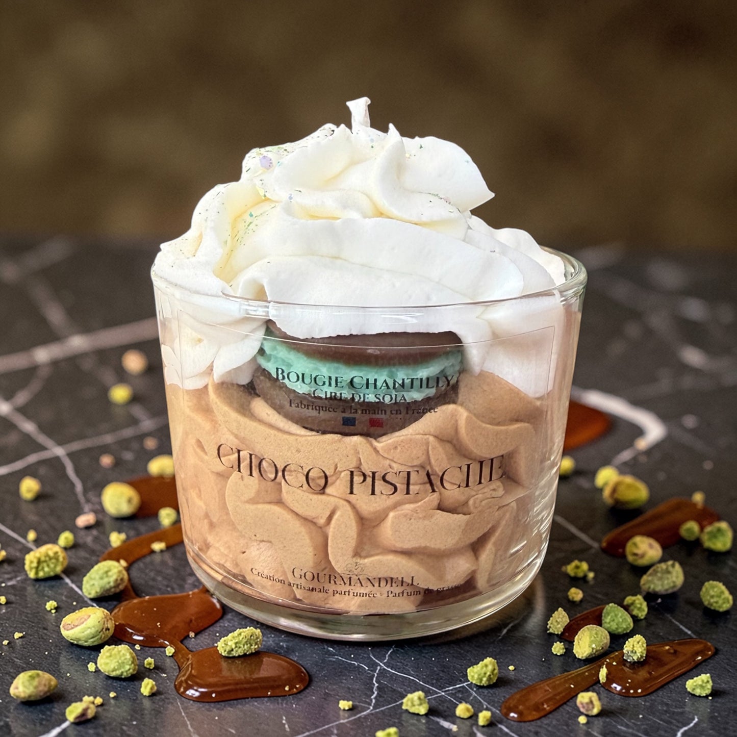 Bougie chantilly parfum Choco Pistache