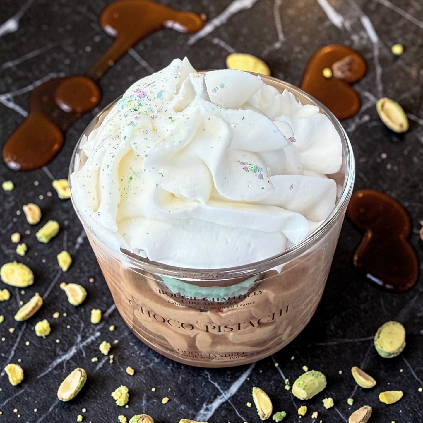 Bougie chantilly parfum Choco Pistache