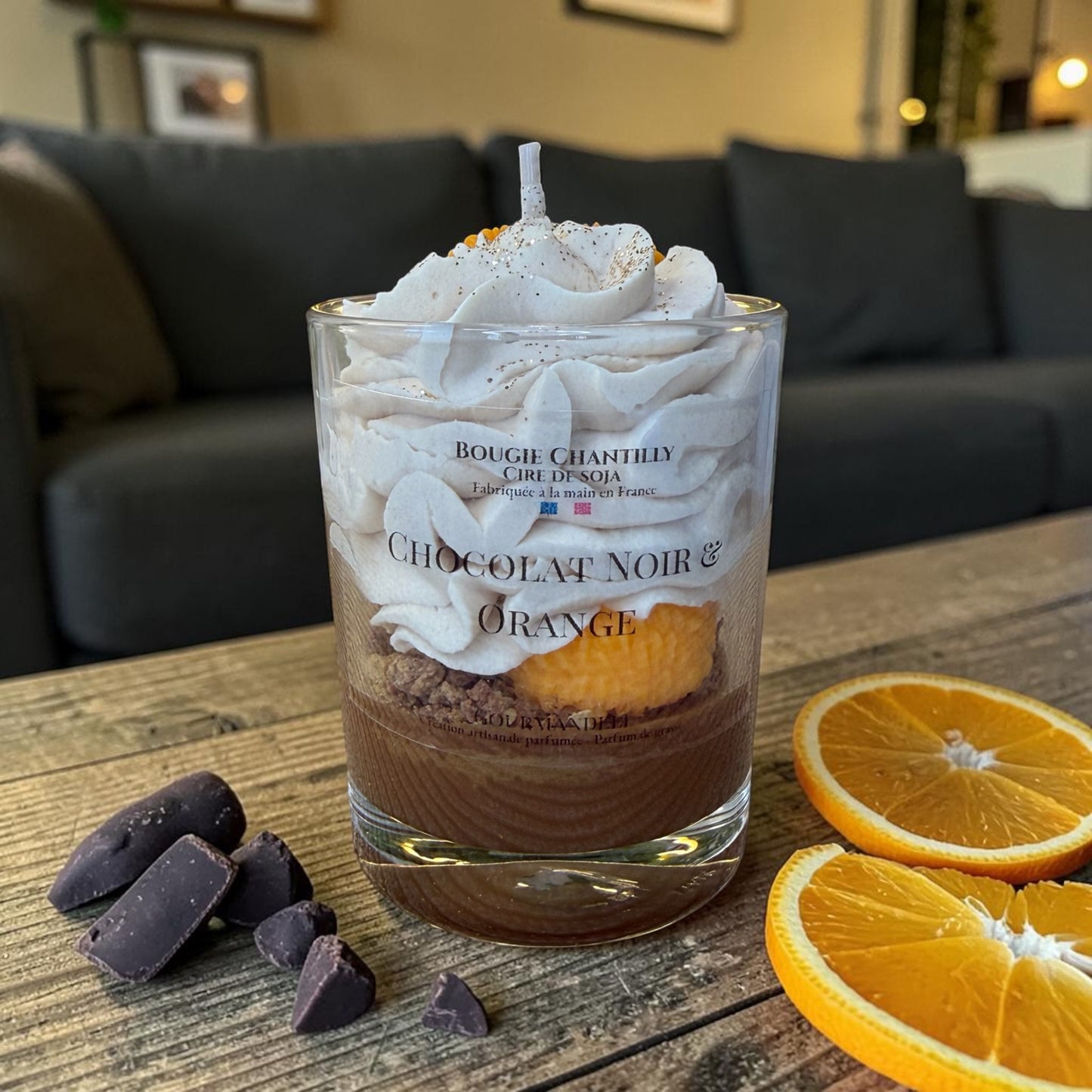 Bougie chantilly Chocolat noir & Orange