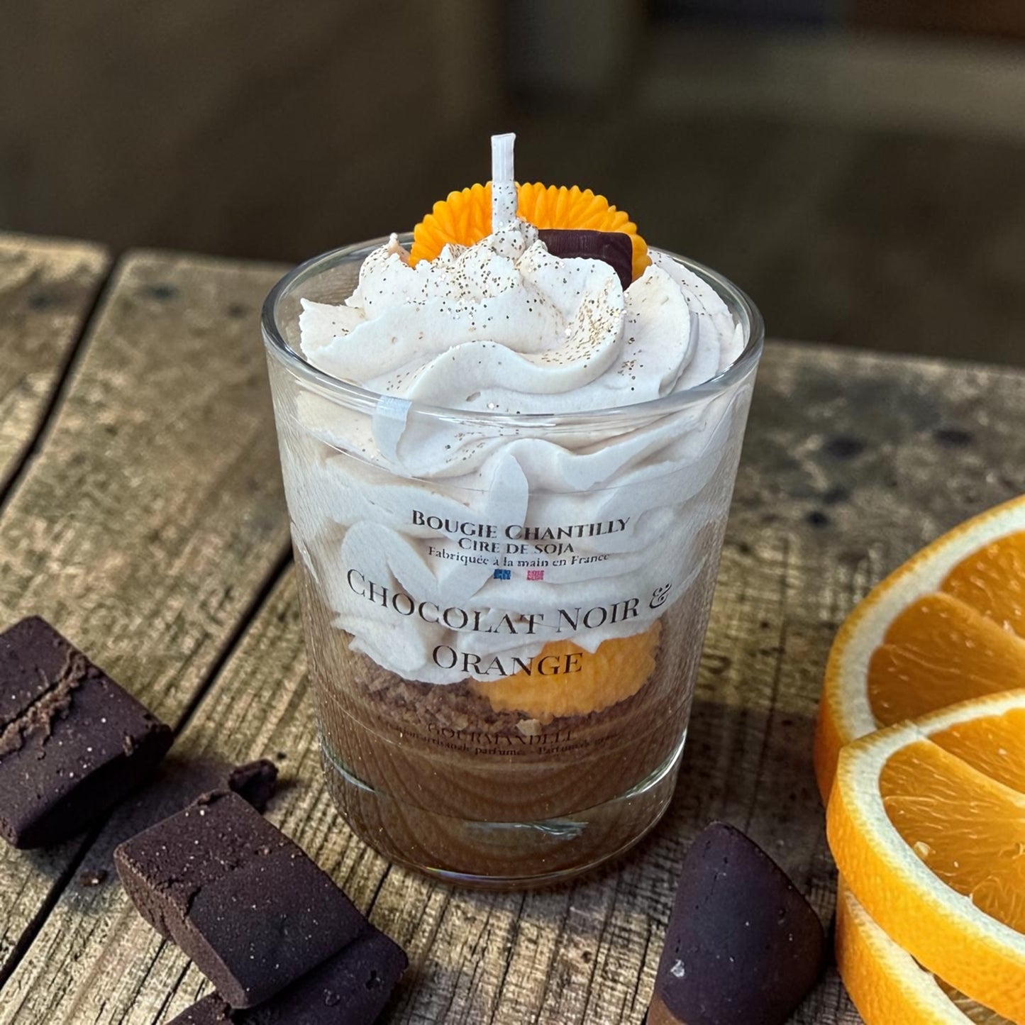 Bougie chantilly Chocolat noir & Orange