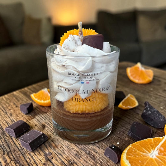 Bougie chantilly Chocolat noir & Orange