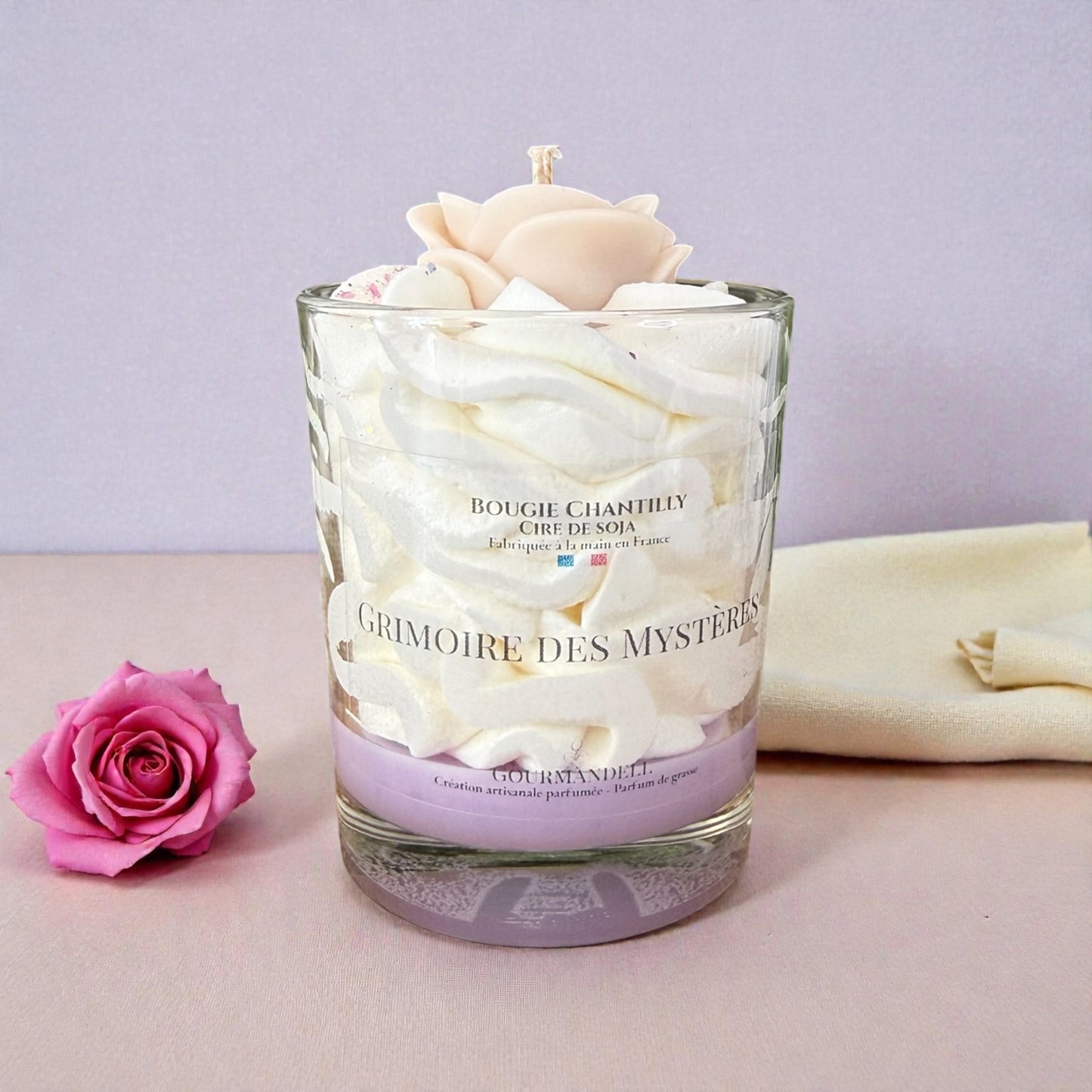 Bougie Chantilly Grimoire des Mystères – Bougie parfumée artisanale