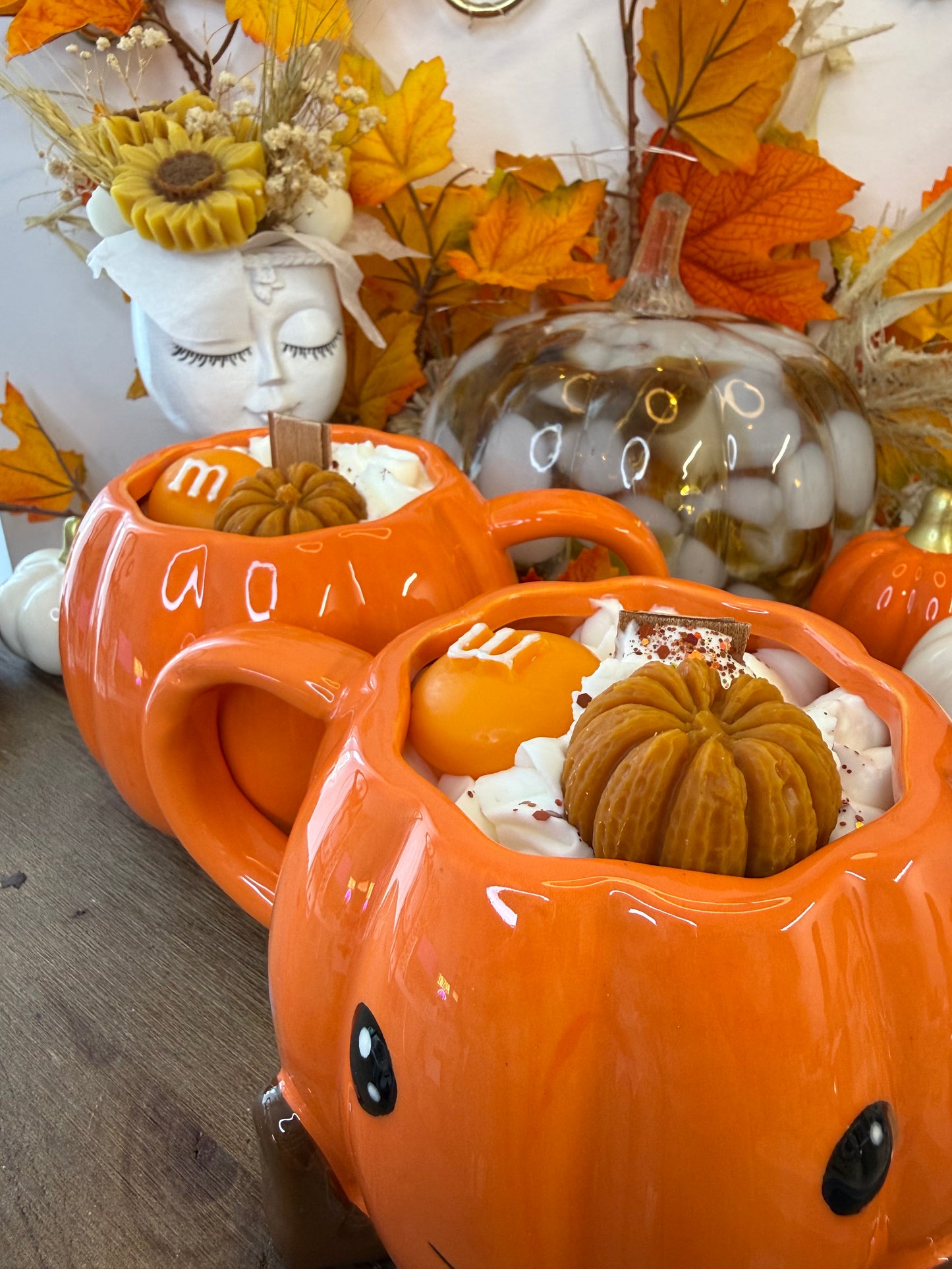 🎃 Bougie Tasse Citrouille Gourmande – Nougat Blanc
