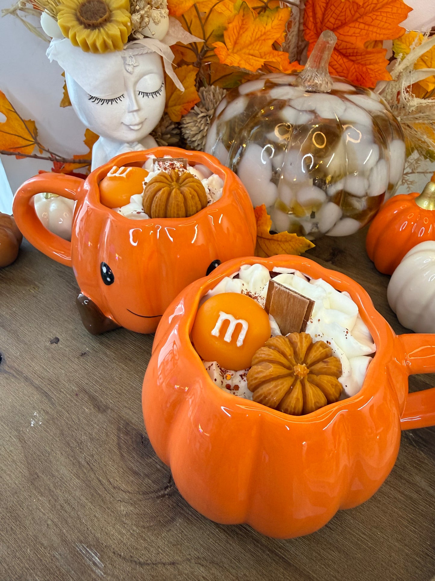 🎃 Bougie Tasse Citrouille Gourmande – Nougat Blanc
