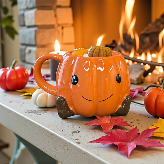 🎃 Bougie Tasse Citrouille Gourmande – Nougat Blanc