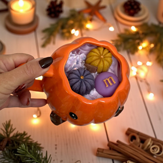 🎃 Bougie Tasse Citrouille – Un Bonbon ou Un Sort